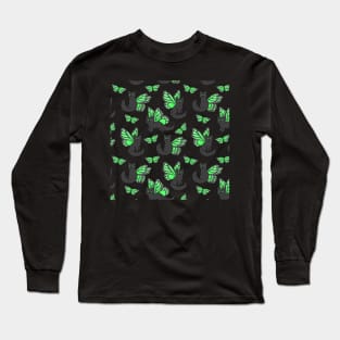 Green Butterfly Cat Long Sleeve T-Shirt